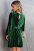 Green Tie Waist Crinkle Velvet Dress sweet lover fashions 