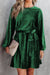 Green Tie Waist Crinkle Velvet Dress sweet lover fashions 