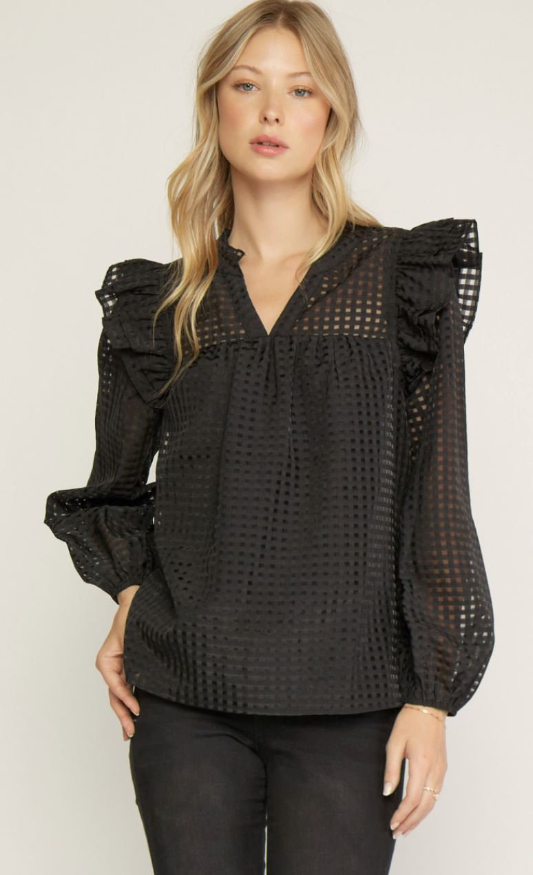 Grid Print Top L/S entro 