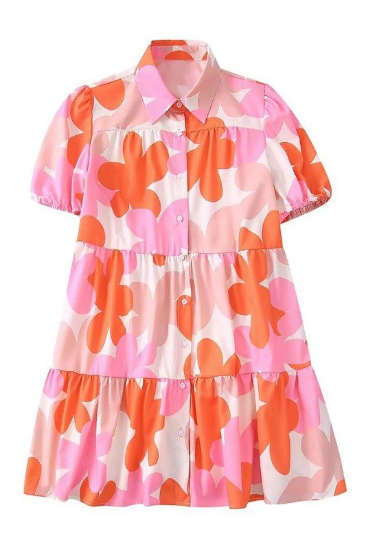 Groovy Floral Shirt Dress Sundayup 