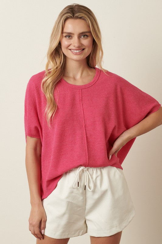 Hacci Knit Textured Dolman Top