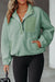 Half Button Pocketed Fleece Pullover Sweatshirt Shewin 