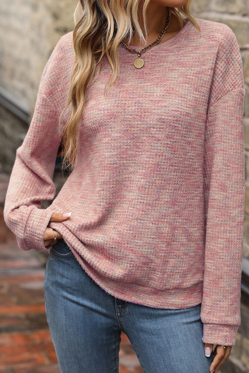 Heather Dyed Drop Shoulder LS Top jupiter and me 