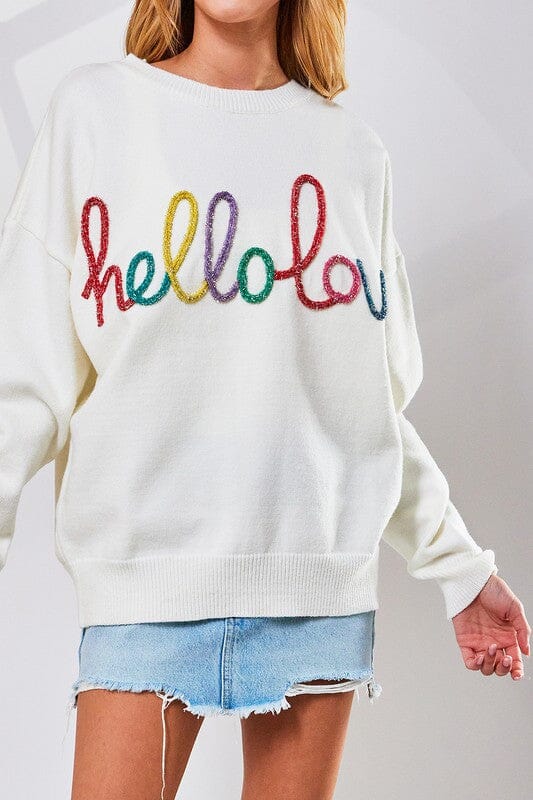 Hello Love Script Sweater Wanna B 