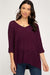 Hi-Low Cuffed Sleeve Sweater she + sky small Eggplant 