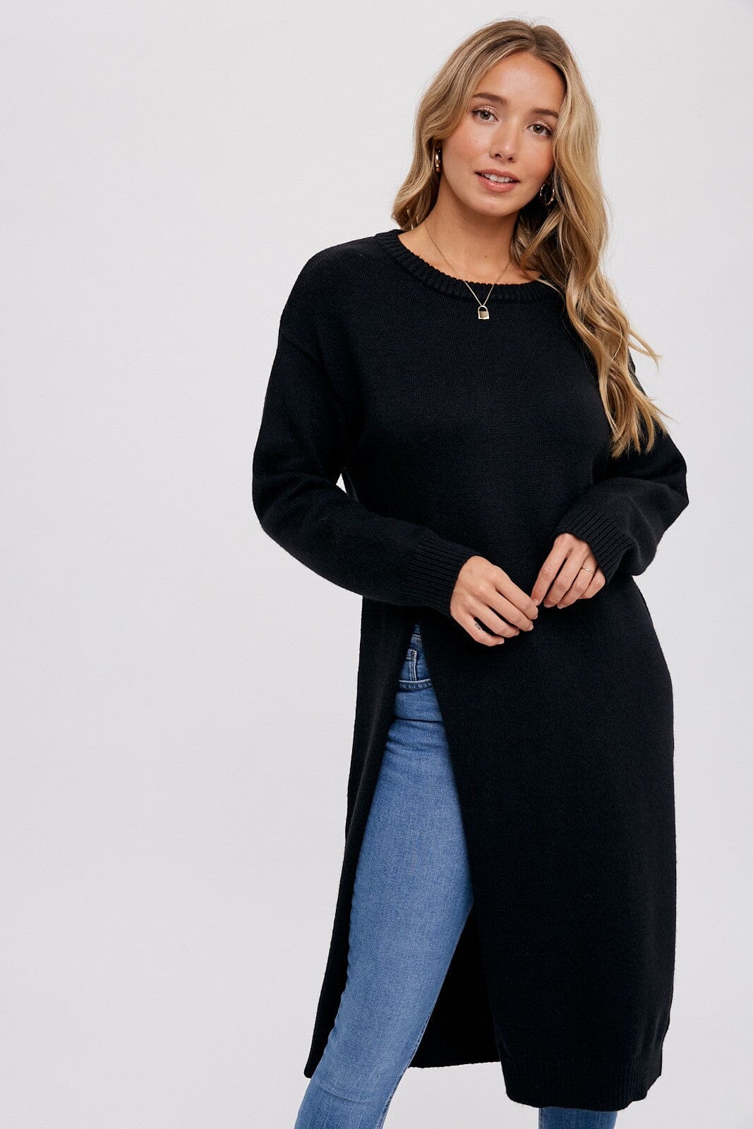 High Slit Long Pullover Bluivy 