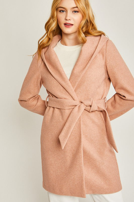 Hooded Belted Pea Coat love tree 