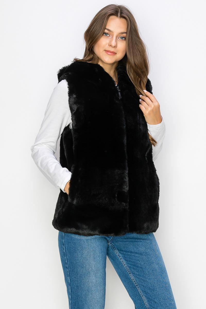 Hooded Fur Vest winsome apparel 