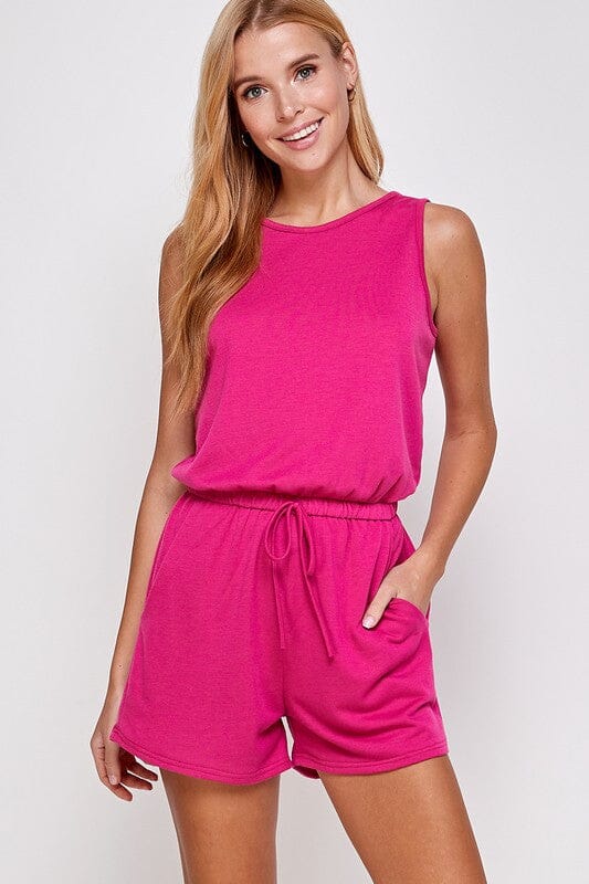 Hot Pink Terry Romper 2 hearts 