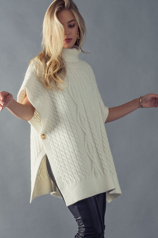 Ivory Cable Sweater Poncho Trend Notes 