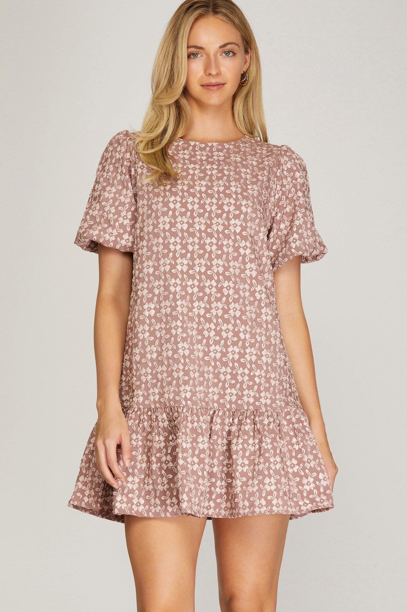 Jacquard Floral Drop Waist Dress she + sky 