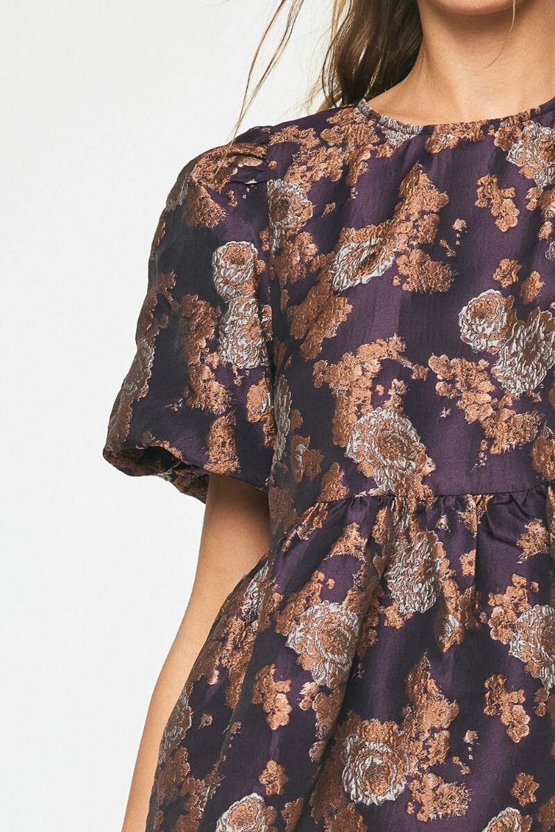 Jacquard Puff Sleeve Dress entro 