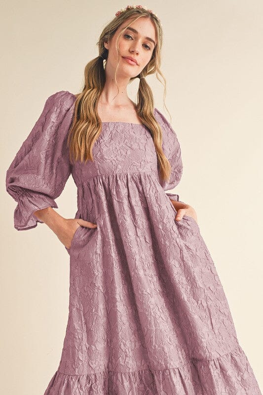Jacquard Puff Sleeve Midi &merci 