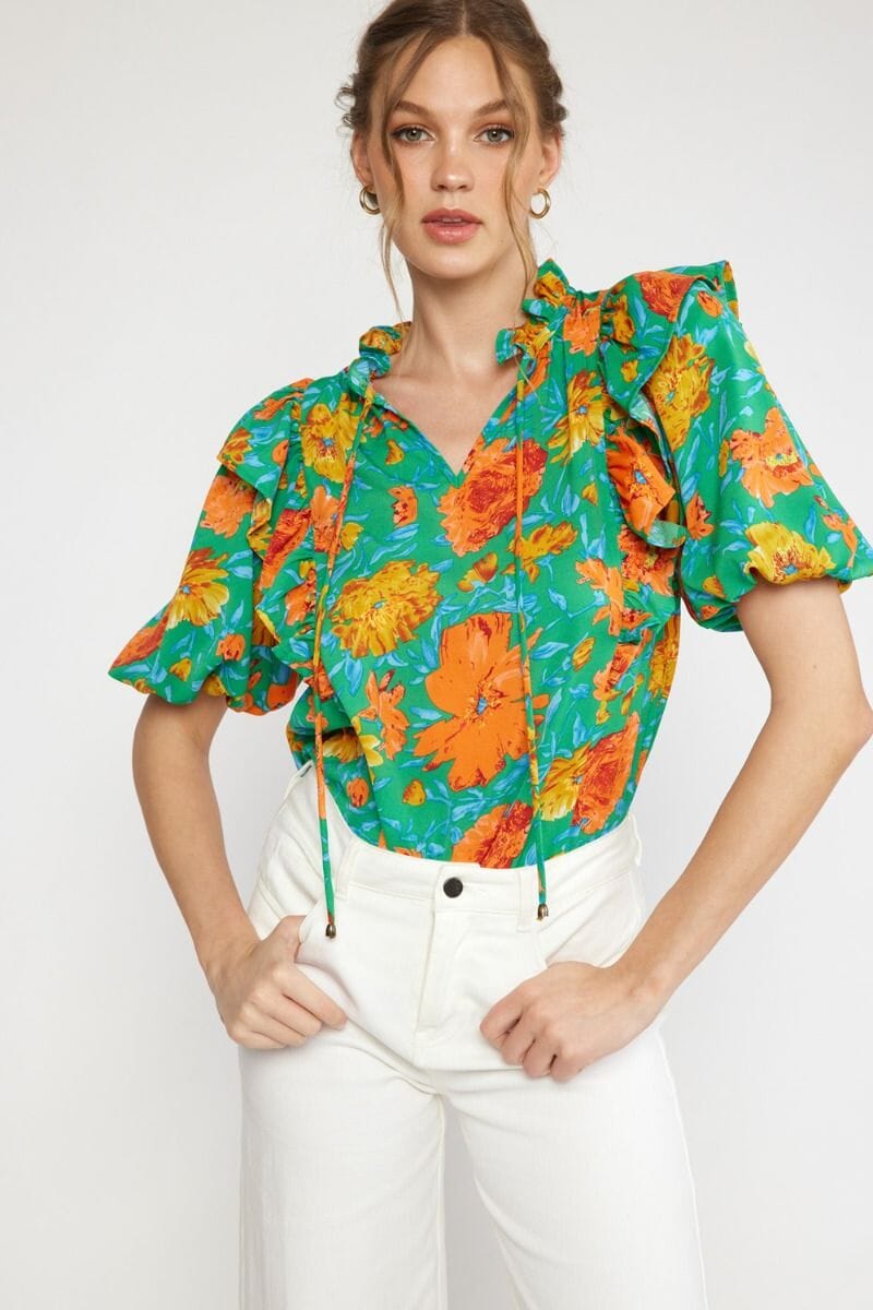 Jade and Marigold Puff Sleeve Top entro 