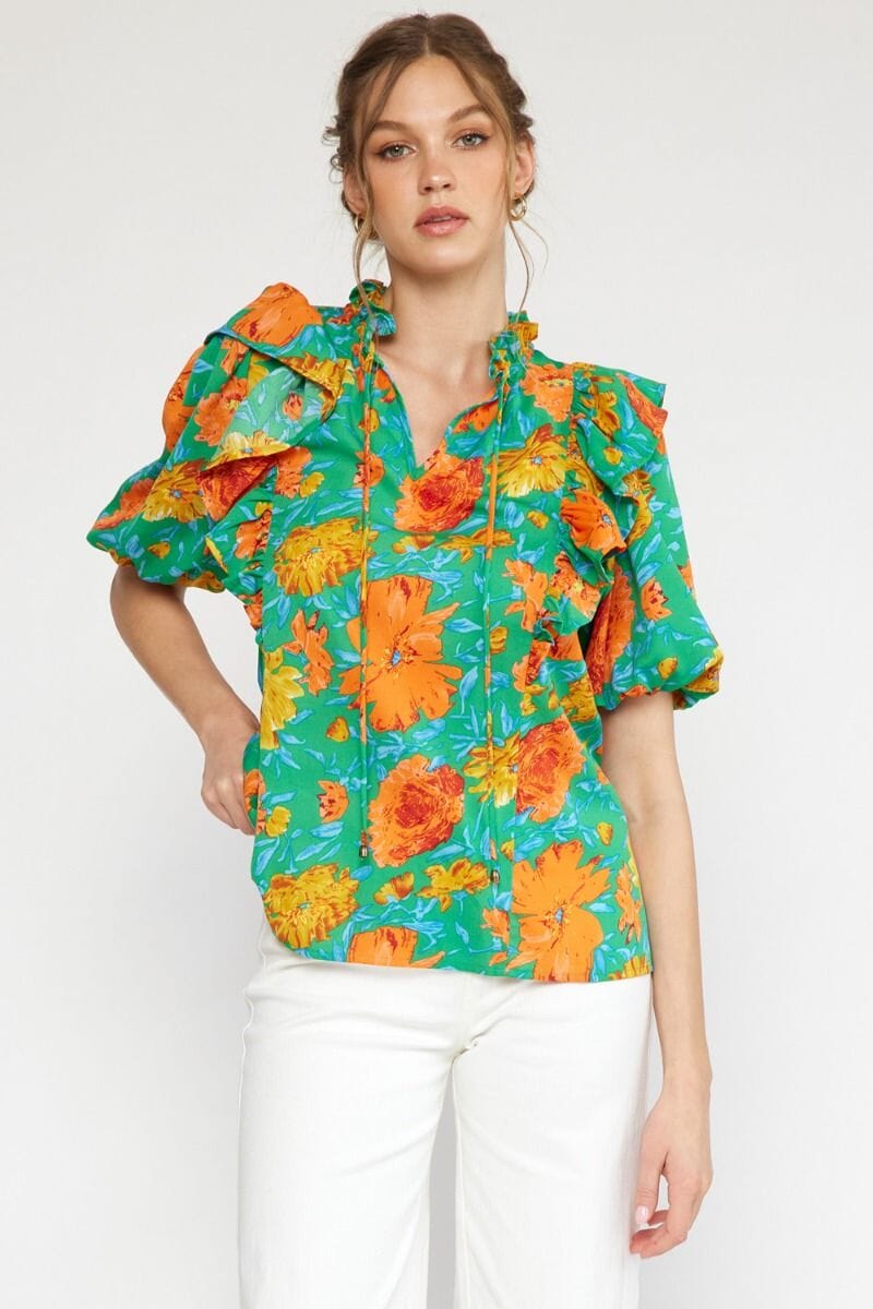 Jade and Marigold Puff Sleeve Top entro 