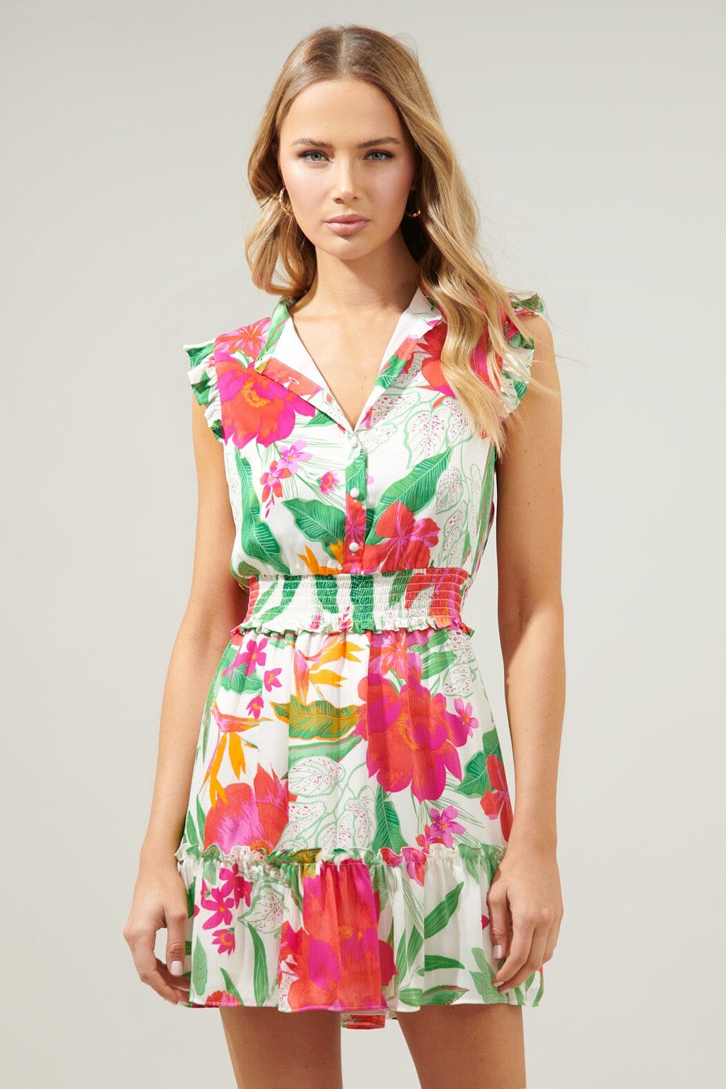 La Costa Tropics Merrick Sleeveless Button Dress Sugarlips 