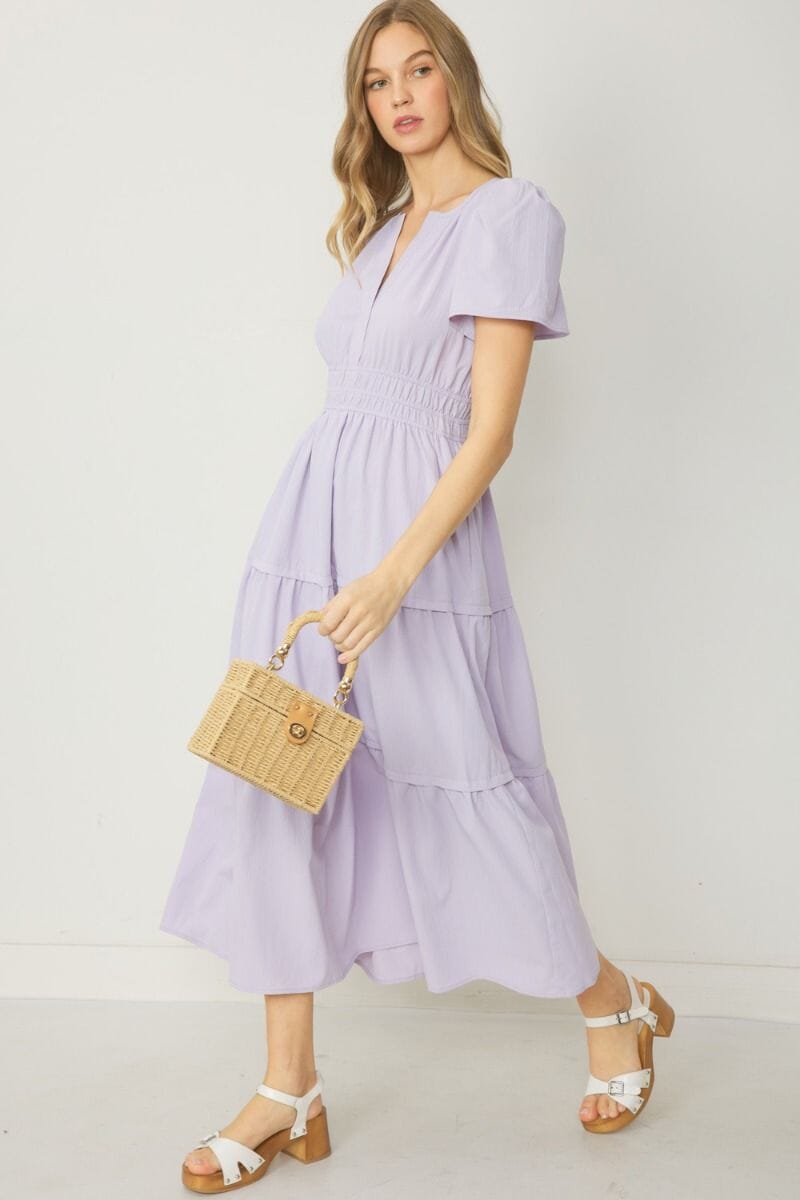 Lavender Puff Sleeve Maxi Dress entro 