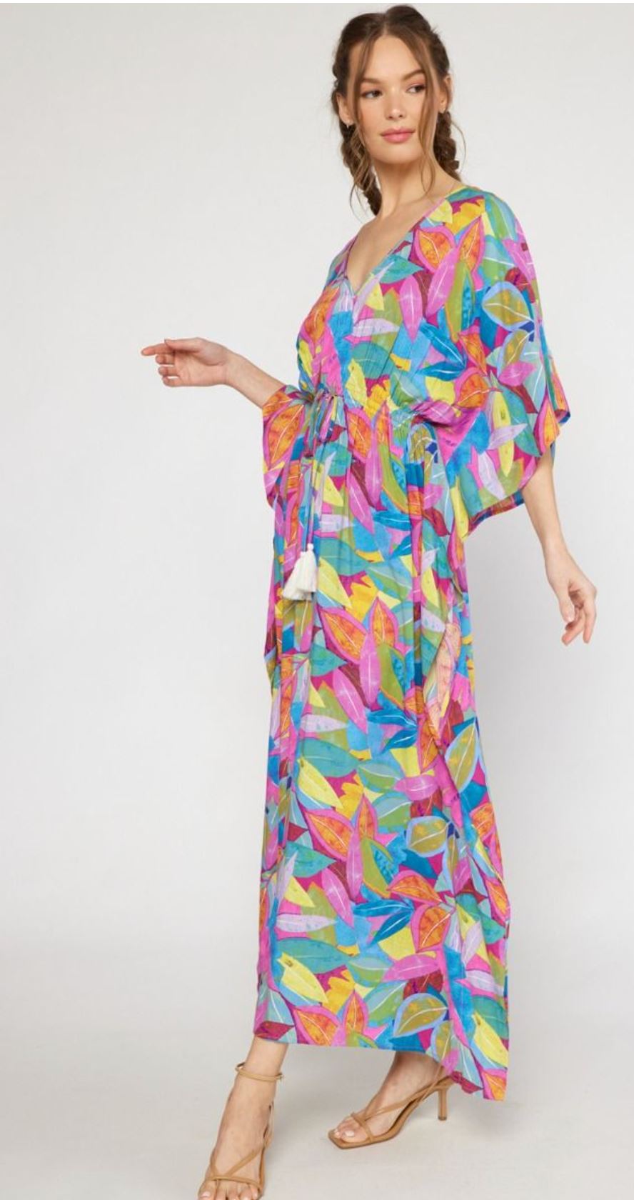 Leaf Abstract Drawstring Maxi entro 