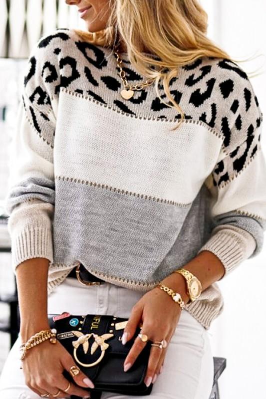 Leopard Colorblock Sweater Sweater mazik 