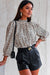 Leopard Frilled Neck Ruffled Blouse Shiying 