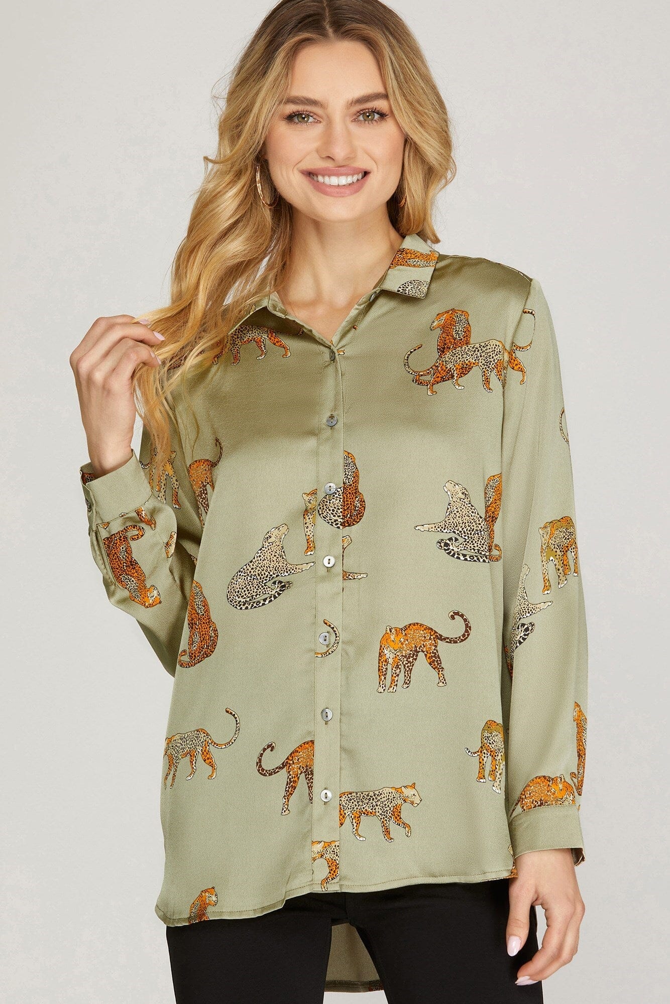 Leopard Satin Shirt she + sky 