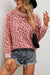 Leopard Spotted Casual Rib Knit Trim Sweater shewin 