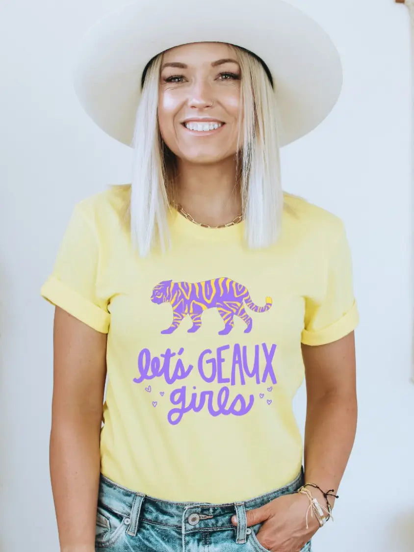 Let's GEAUX Girls Tee Bree and Kate Embroidery Designs 