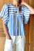 Light Blue Stripe Fun Sleeve Top cezele 