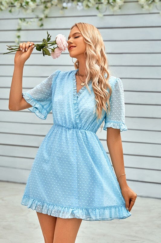 Light Blue Swiss Dot Dress supreme fashion 