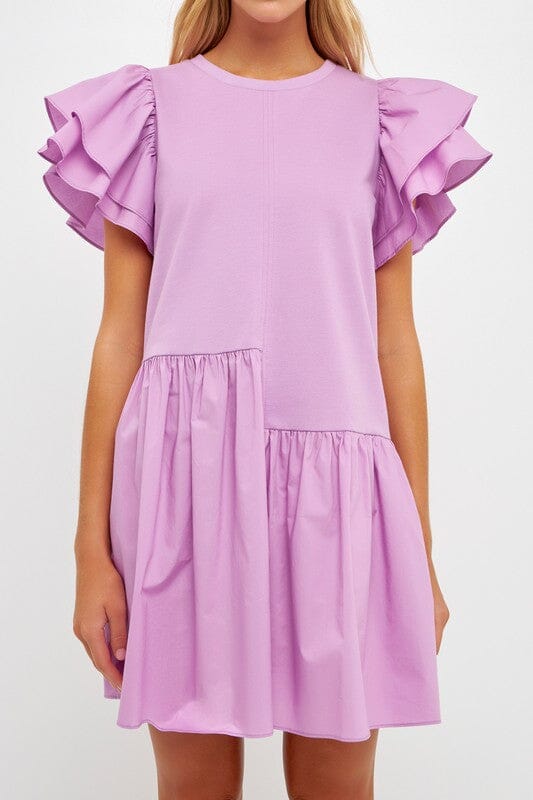 Lilac Layered Unbalanced Hem Dress English Factory 