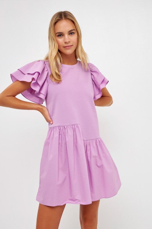 Lilac Layered Unbalanced Hem Dress English Factory 