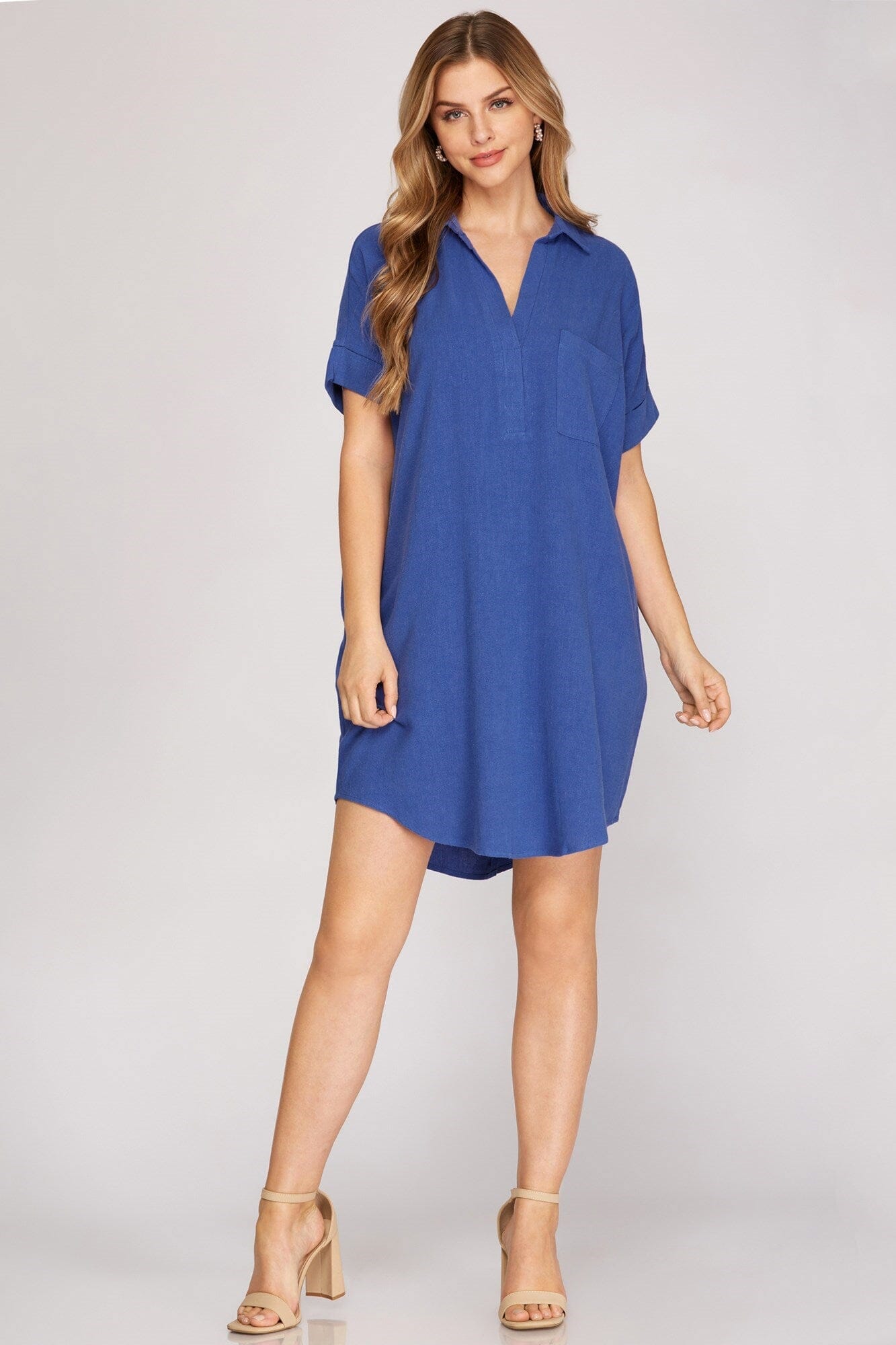 Linen Collared Popover Dress she + sky 