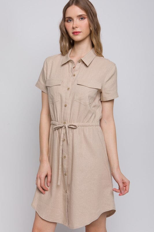 Linen Drawstring Shirt Dress – SNAP-Something New And Pretty