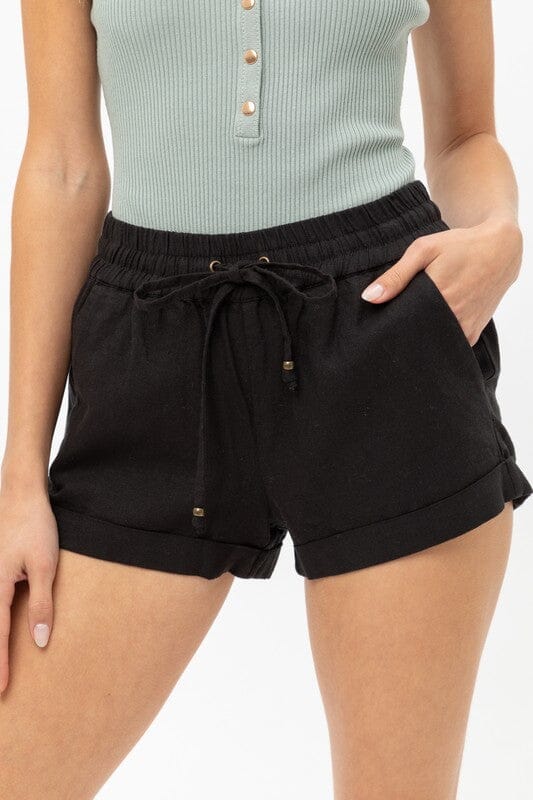 Linen Mid Rise Shorts love tree 