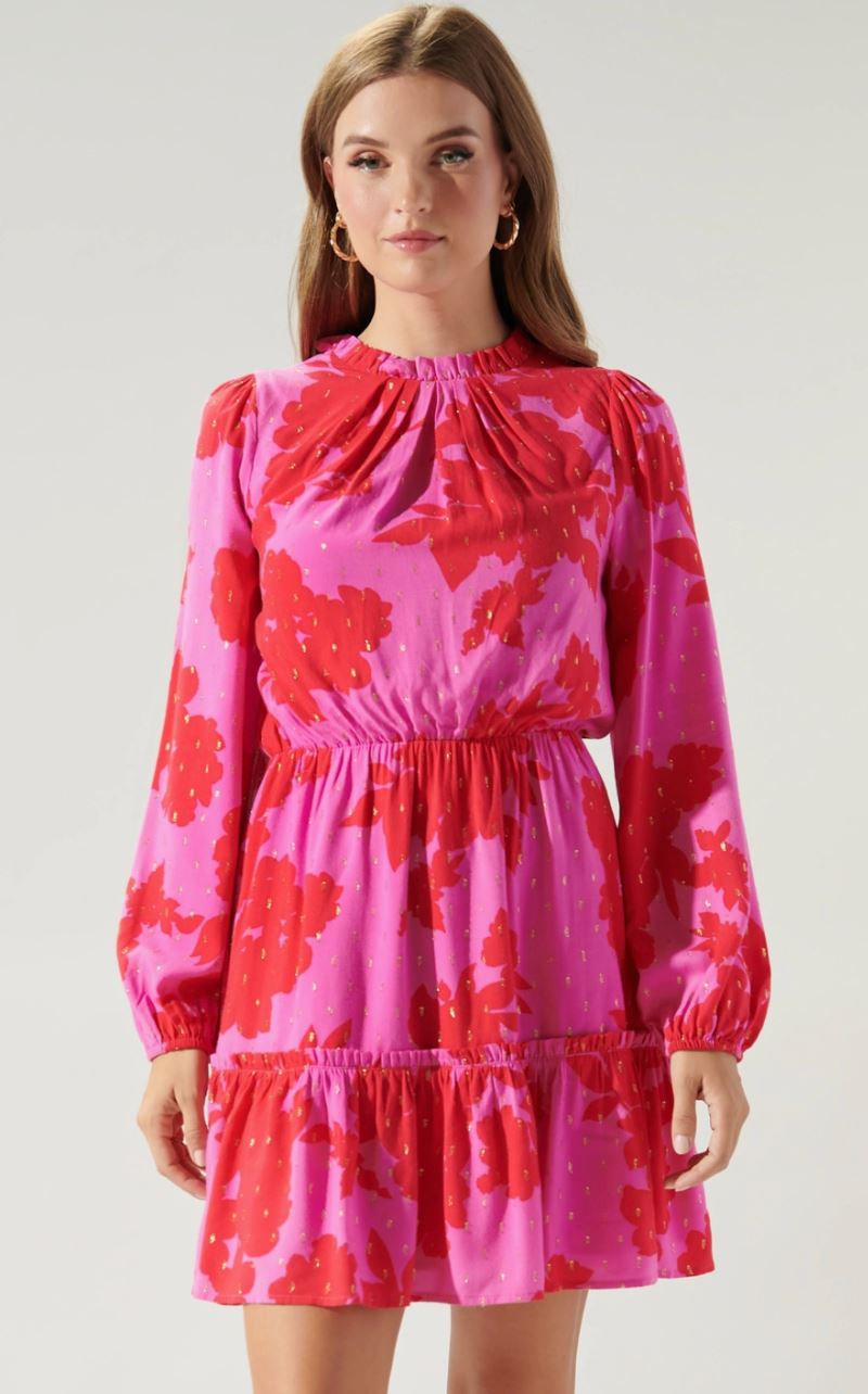 Linnea Floral Balloon Sleeve Blouson Dress Sugarlips 