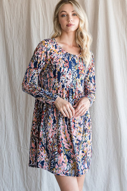LS Babydoll Watercolor Dress Jodifl 