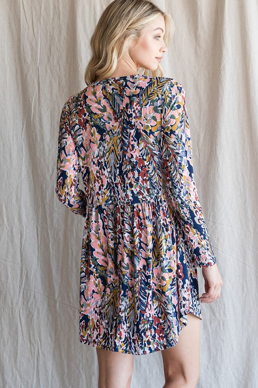 LS Babydoll Watercolor Dress Jodifl 