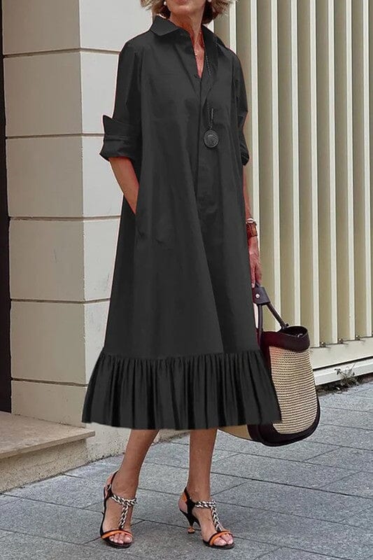 L/S Shirt Dress Pleat Hem cezele 