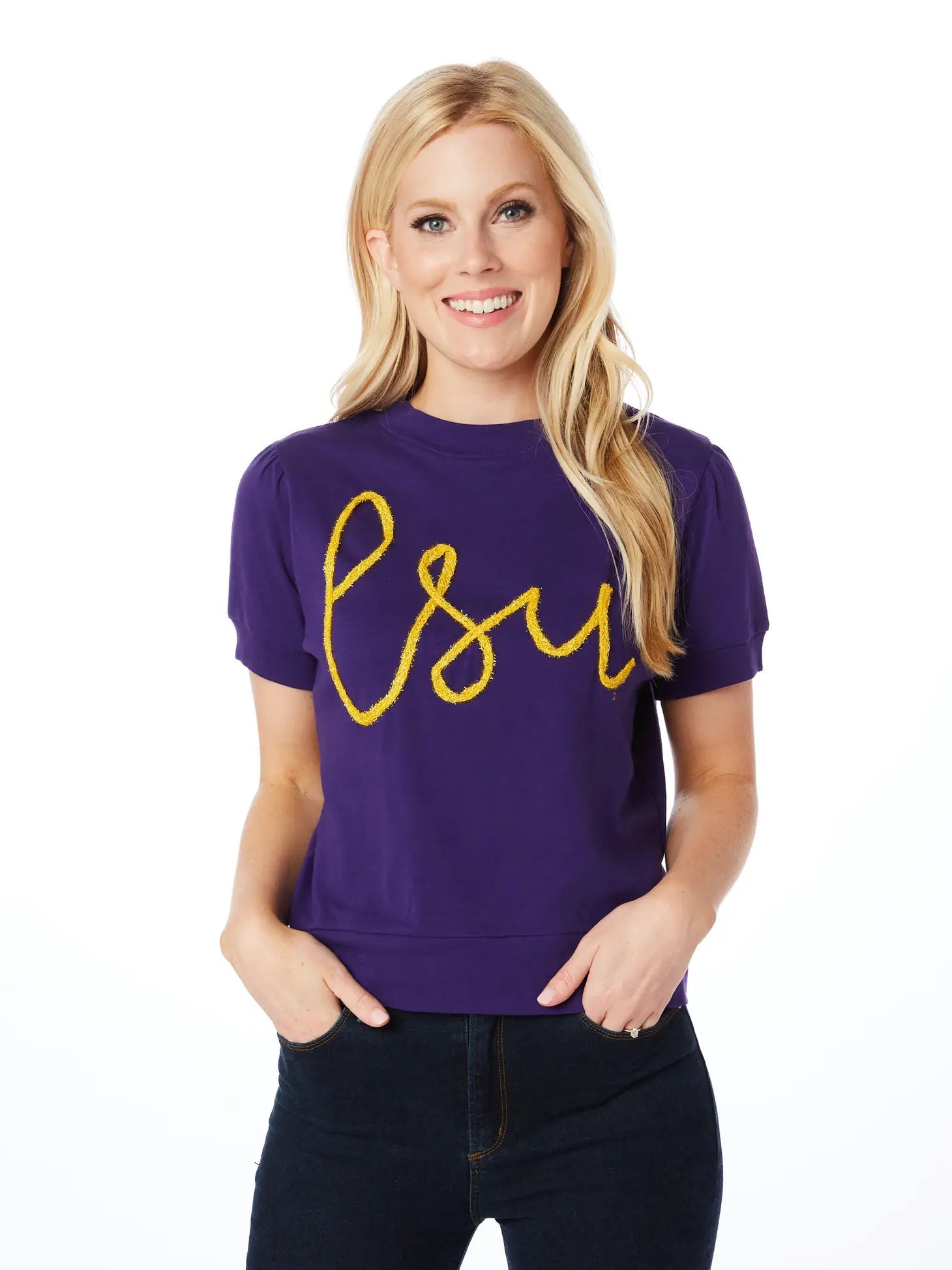 LSU Glitter Script Sweater Stewart Simmons 