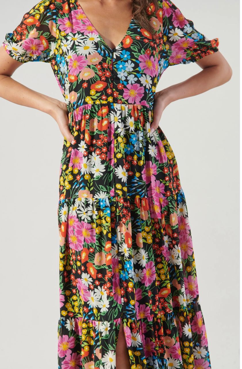 Lupita Floral Monaco Tiered Maxi Dress Sugarlips 