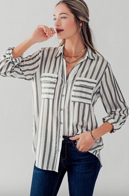 Madison Silky Organic Stripe Shirt Urban Daizy 