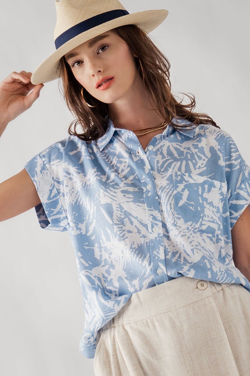 Maeve Blue Oasis Button Down Top Trend Notes 