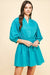 Mandarin Collar Smocked Waist Dress Pinch 