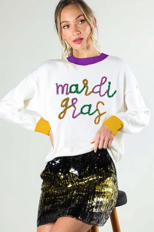 Mardi Gras Script Sweater Vine & Love 