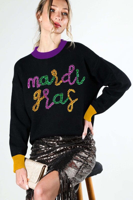 Mardi Gras Script Sweater Vine & Love 