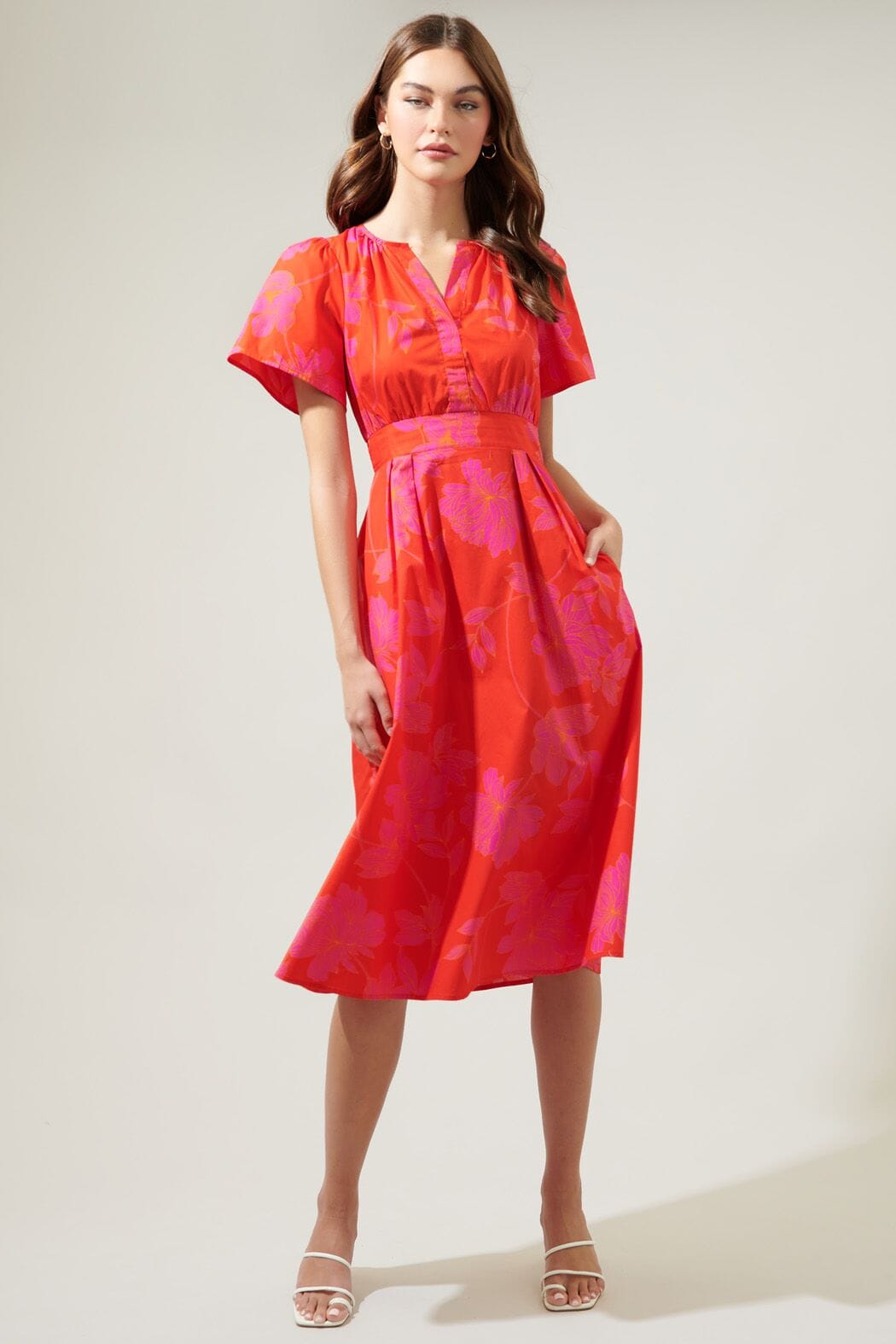 Maylene Mile Floral Poplin Midi Dress Sugarlips 