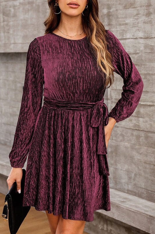 Merlot Textured Velvet Dress Kentce 