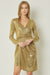 Metallic Gold LS Drape Dress entro 