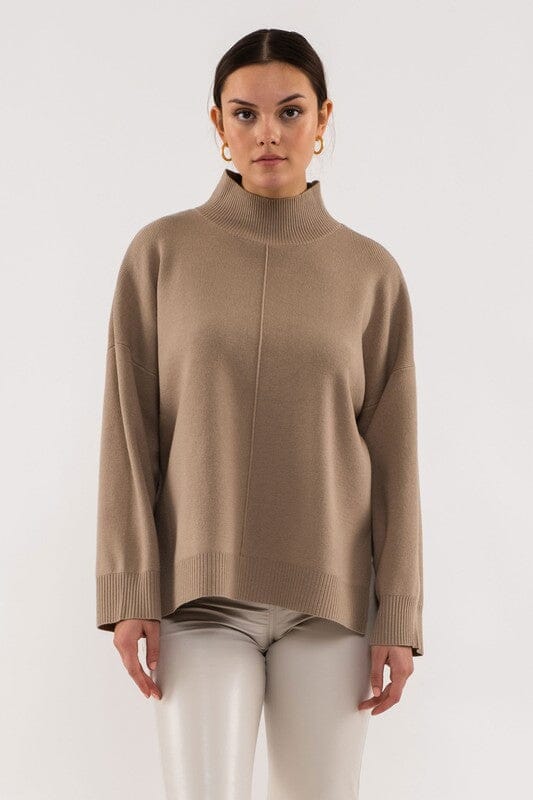 Mock Neck Front Seam Sweater Blu Pepper 