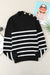 Mock Neck Striped Sweater with Buttons Kentce 